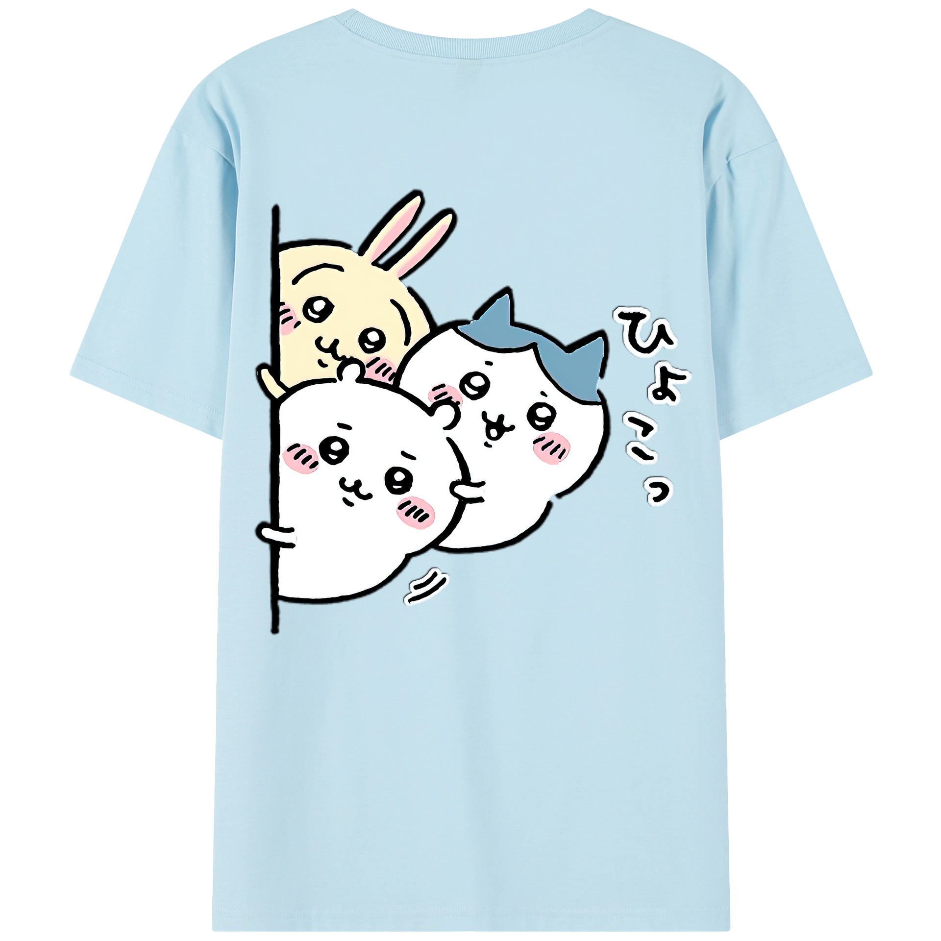 （画像用） ちいかわ うさぎ Chii-kawa usagi 綿100％半袖Tシャツ（背面プリント）